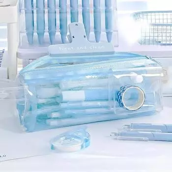 Простота креативного дизайна пенал модный однотонный прозрачный органайзер для канцелярских принадлежностей большой емкости портативный пенал