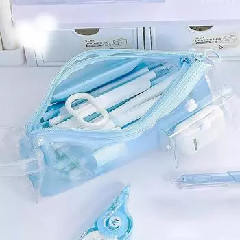 Простота креативного дизайна пенал модный однотонный прозрачный органайзер для канцелярских принадлежностей большой емкости портативный пенал