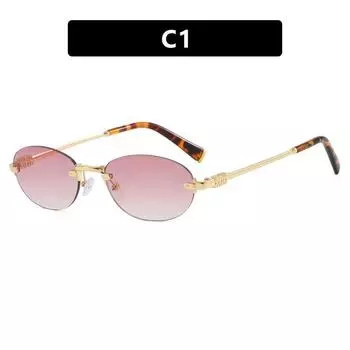 Простота Модные Овальные Безободковые Солнцезащитные Очки UV400 Продвинутые Прочные и Удобные Уличные Фотографические Солнцезащитные Очки As shown