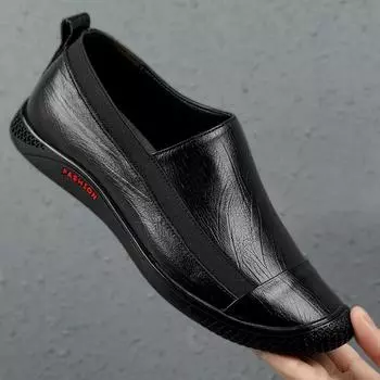 Простота Натуральная кожа Лоферы на плоской подошве Коричневые Мягкие Подошвы Деловые Официальные Мужские Кожаные Туфли Свадебные Туфли Повседневная Обувь 37 чёрный