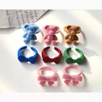 Простота вечерние для женщин подарки регулируемый кролик медведь ювелирные изделия ретро цветок флокированное кольцо