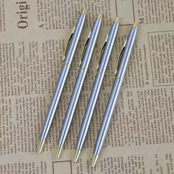 Простота, вращающаяся шариковая ручка из нержавеющей стали, синяя ручка, тонкий стержень, металлическая синяя шариковая ручка Biro, шариковая ручка Biro чёрный