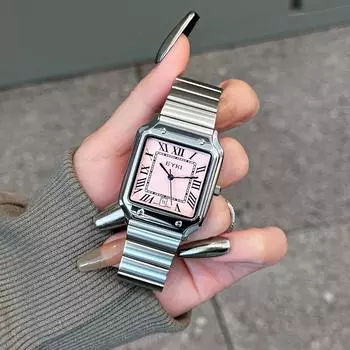 Простые, элегантные, модные римские ретро-часы, квадратные темпераментные повседневные женские кварцевые часы со стальным ремешком