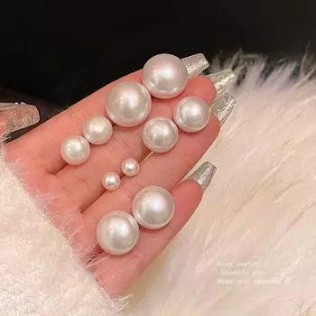 Простые элегантные простые серьги-гвоздики с жемчугом, высококачественные серьги-гвоздики с шариками, жемчужные серьги для женщин 12mm