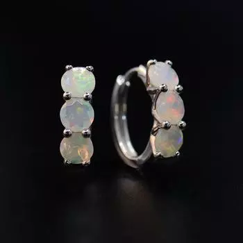 Простые элегантные серьги с опаловой застежкой, круглые 6 мм, 6 шт., 3,5 карата, натуральный драгоценный камень, изысканные украшения для женщин, мам, хороший подарок на день рождения белый