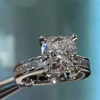 Простые элегантные женские обручальные кольца с твердым покрытием AAA, квадратные обручальные кольца принцессы с цирконом, модные украшения 7