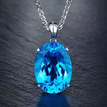 Простые элегантные женские одинарные большие синие стразы, кулон, ожерелье, цепочка, ювелирные изделия