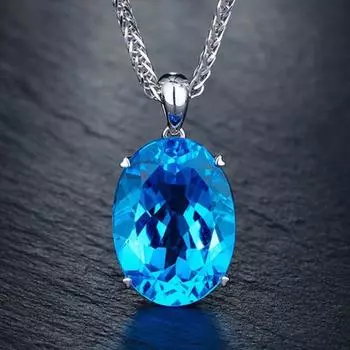 Простые элегантные женские одинарные большие синие стразы, кулон, ожерелье, цепочка, ювелирные изделия синий