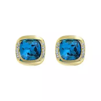 Простые атмосферные серьги-гвоздики с голубыми бриллиантами, микро-инкрустированные циркониевые спиральные серьги синий