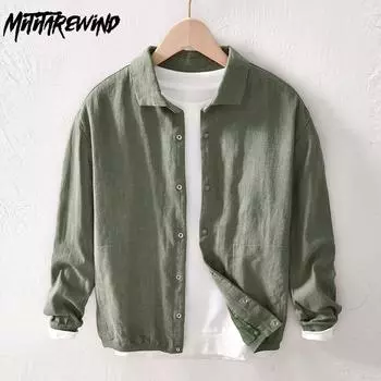 Простые бейсбольные куртки для мужчин, весенние и осенние, повседневные куртки из хлопка и льна, однотонные тонкие пальто с воротником-лацканом и пуговицами M синий