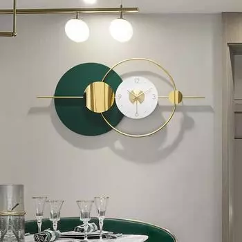 Простые бесшумные настенные часы Nordic Green, металлические кварцевые часы, креативное украшение для гостиной, настенные часы, украшение для вестибюля отеля