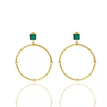 Простые большие круглые серьги из бамбука, зеленого павлина, геометрические серьги-кольца, ювелирные серьги