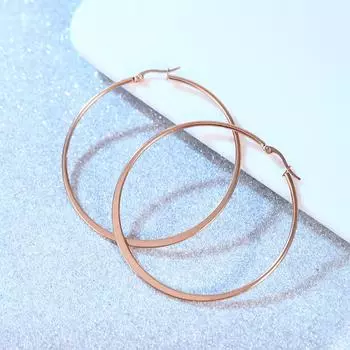 Простые большие серьги-кольца для женщин, цвет розового золота, гладкая волна, витая круглая большая круглая серьга, элегантные ювелирные изделия 2.0*45 розового золота
