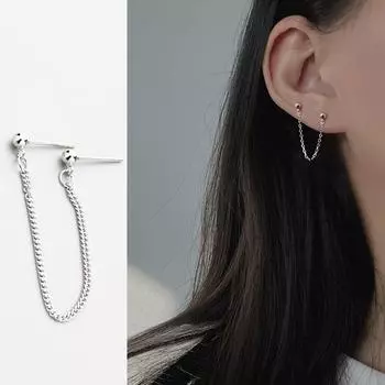 Простые бусины для женщин и мужчин серьги-цепочки из сплава в стиле панк с двумя отверстиями для ушей кулон ювелирные изделия серебряный