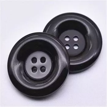 Простые черно-белые круглые пуговицы из смолы с четырьмя ушками Пуговицы для одежды Куртка Костюм Шерстяное пальто Хлопковая одежда Пуговицы для свитера 16L = 10.0 MM * Black * Round