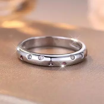 Простые цветные обручальные кольца из циркония для женщин, модные обручальные кольца серебряного цвета, минималистичные украшения для пальцев 6 серебряный
