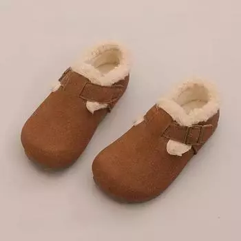 Простые детские туфли из хлопка для девочек, классическая зимняя обувь для детей, теплые универсальные повседневные туфли на плоской подошве для мальчиков, модный тренд с круглым носком 21 хаки