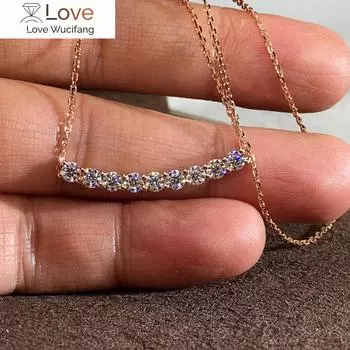 Простые дизайнерские подвески для женщин и девушек, розовое золото, блестящие циркониевые украшения на шею для темпераментных повседневных вечеринок 45cm белый