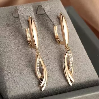 Простые длинные серьги-капли из белого циркония для женщин, модные свадебные украшения золотого цвета золотой