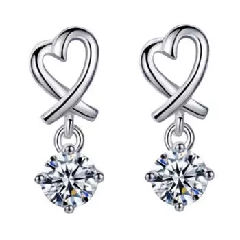 Простые длинные серьги-подвески Женские серьги в форме сердца