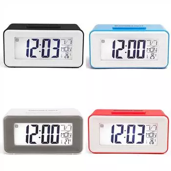 Простые домашние цифровые электронные часы 12/24 часа с голосовым управлением и подсветкой, многофункциональные, для спальни, прикроватные, детские, украшения синий