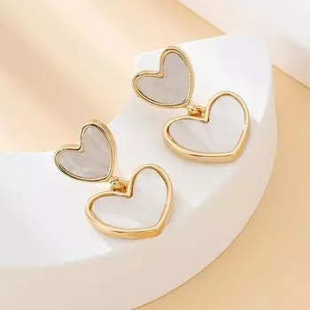 Простые двухслойные серьги-подвески в виде сердца, модные и элегантные золотой