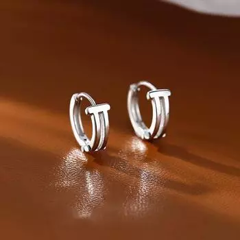 Простые двухслойные серьги-пряжки с простым кольцом, женские модные индивидуальные полые геометрические серьги, простые повседневные дорожные серьги с двумя кольцами