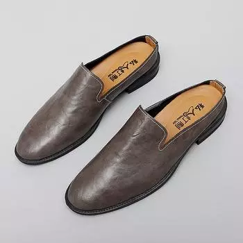 Простые дышащие мужские полутапочки из натуральной кожи Muller Shoes Мужские удобные балетки Ленивые балетки Мягкая повседневная обувь ручной работы 36
