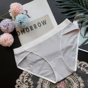 Простые дышащие трусики, цельное бесшовное нижнее белье для женщин, женские трусы с низкой посадкой, большие размеры M слоновая кость