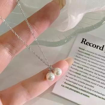 Простые французские ожерелья из двух жемчужин с темпераментом и универсальными цепочками на ключицы, новое нишевое ожерелье