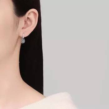 Простые геометрические круглые полые серьги для женского темперамента, креативные короткие серьги с черным цирконием и бриллиантами