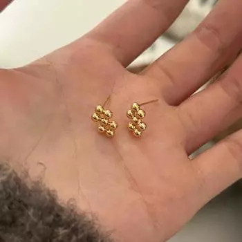 Простые геометрические круглые серьги-гвоздики с бусинами Femininity Ins Design Sense Маленькие серьги корейской версии