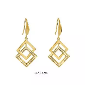 Простые геометрические квадратные серьги-подвески для женщин, сверкающие стразы, модные украшения, милые Brincos