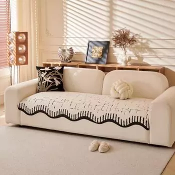 Простые геометрические линии жаккардовый специальный изогнутый подол короткий плюшевый теплый чехол для дивана противоскользящее полотенце для дивана в гостиной 90*90