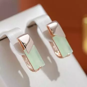 Простые геометрические серьги с зеленым цирконом для женщин, модные повседневные вечерние украшения зелёный