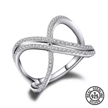 Простые геометрические штабелируемые кольца из стерлингового серебра 925 пробы для женщин, круглые прозрачные циркониевые модные вечерние украшения 8