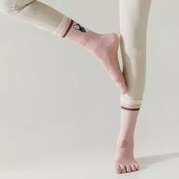 Простые хлопковые дышащие эластичные носки для йоги с изображением животных из мультфильмов, женские носки с пятью пальцами B