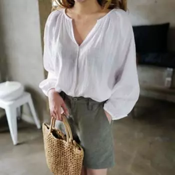 Простые хлопковые льняные женские рубашки, повседневная модная свободная женская блузка, топы с длинным рукавом, белая, фиолетовая одежда, Blusas 22960 S фиолетовый