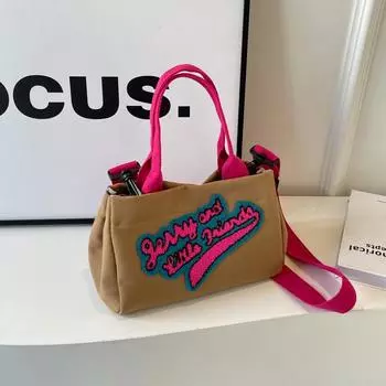 Простые холщовые сумки большой вместимости для женщин, новые вышитые буквы, студенческие сумки для поездок на работу, повседневная женская сумка для покупок