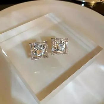 Простые и элегантные квадратные серьги-гвоздики со стразами и жемчугом для женщин, новые нежные ювелирные изделия Brincos оптом