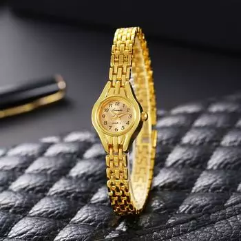 Простые и элегантные маленькие часы для женщин Роскошные брендовые золотые наручные часы Кварцевые часы для девушек золотой