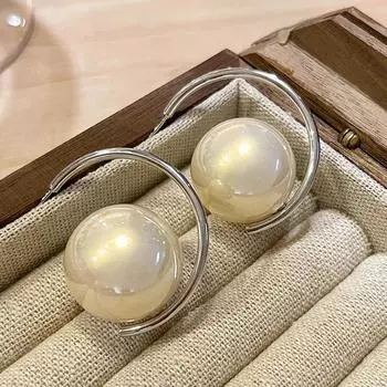 Простые и изысканные серьги-гвоздики с жемчугом, универсальные, легкие, роскошные, с дизайном