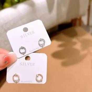 Простые и компактные круглые серьги-гвоздики с бриллиантами в корейском стиле для женщин с милым темпераментом и студенческих сережек