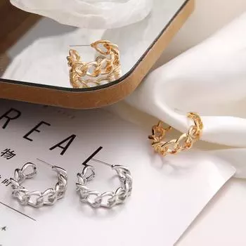 Простые и креативные новые полые серьги-цепочки, набор из 10 предметов, женские серьги с геометрическим рисунком для девочек