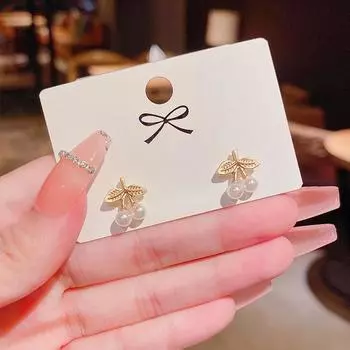 Простые и маленькие серьги-гвоздики с вишневым жемчугом, новые индивидуальные модные серьги-гвоздики с темпераментом HMM золотой