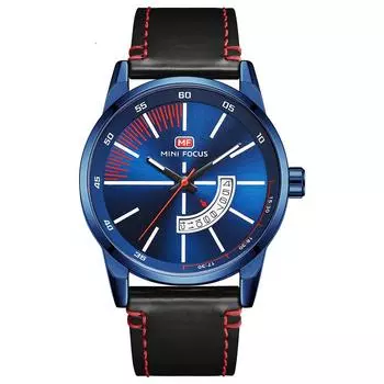 Простые и модные мужские часы с японским механизмом, календарем, светящимся водонепроницаемым кожаным ремешком