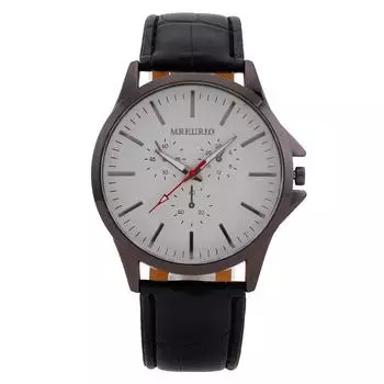 Простые и модные мужские часы с тремя глазами, мужские часы с ремешком, кварцевые часы, обработка, настройка чёрный