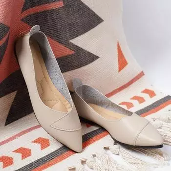 Простые и модные одинарные туфли для женщин 2024 года, весна и осень, новые повседневные женские туфли с острым носком и неглубоким носком 35 бежевый