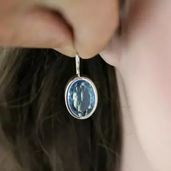 Простые и модные женские креативные серьги из стерлингового серебра 925 пробы с синим кристаллом для свадьбы, принцессы, любви синий