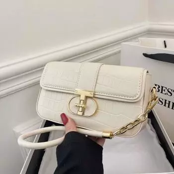 Простые и модные женские сумки, небольшие квадратные сумки для ношения в руке, женские сумки через плечо с ретро-принтом под крокодила, сумки подмышки. белый